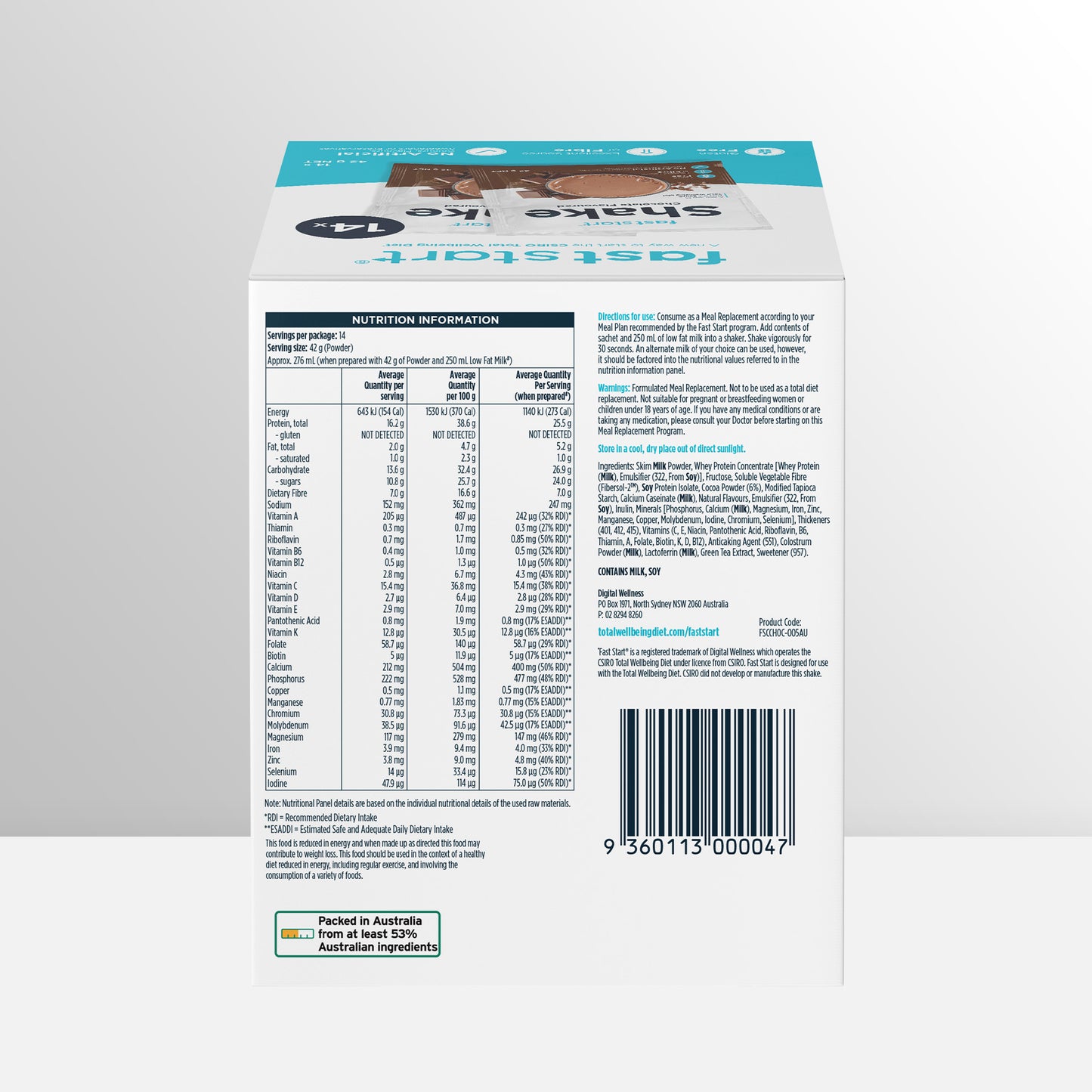 Fast Start Chocolate Shakes (14 sachets)